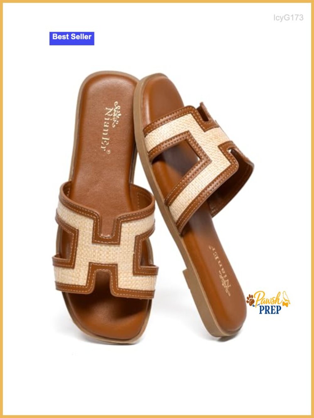 Womens Microfiber Leather Memory Foam H Sandals Slide Flat Comfortable Slip On